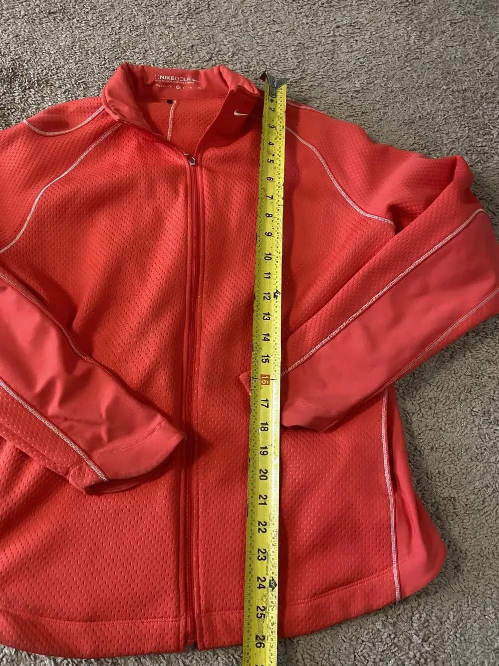 Nike Golf Jacket Womens XL Orange Therma-FIT Full Zip Fleece Lined Golf Outdoor
